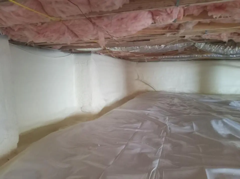 Crawl space encapsulation with closed-cell spray foam for Attic Insulation in Bedford